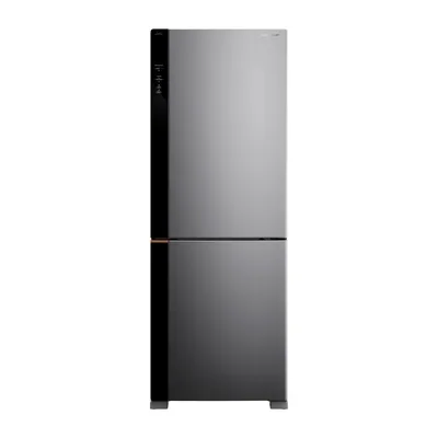 Foto frontal da geladeira Brastemp BRE68A · 127 V ou 220 V, acabamento Inox