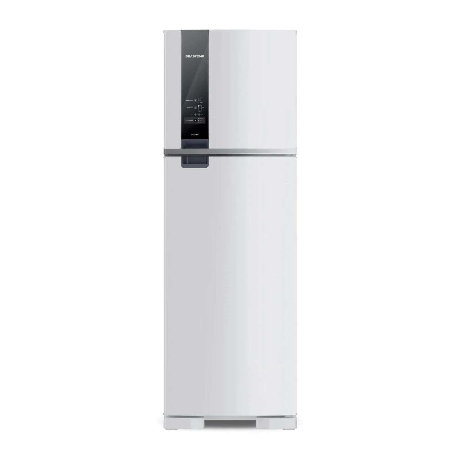 Foto frontal da geladeira Brastemp BRM54J, acabamento Branco