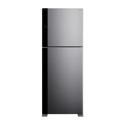 Foto frontal da geladeira Brastemp BRM60A · bivolt, acabamento Inox