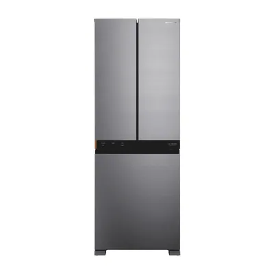 Foto frontal da geladeira Brastemp BRO78A · bivolt, acabamento Inox