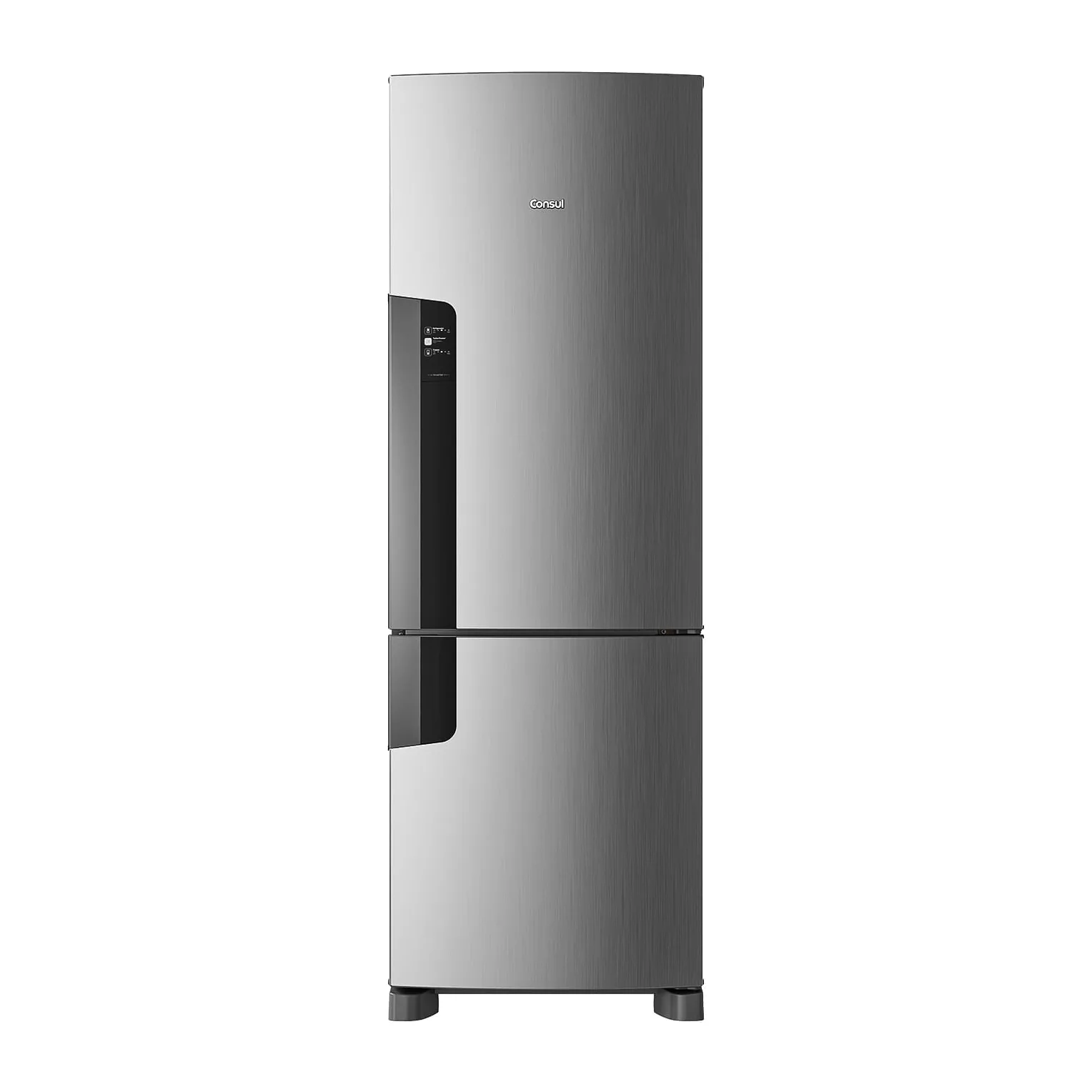 Foto frontal da geladeira Consul CRE45M, acabamento Inox