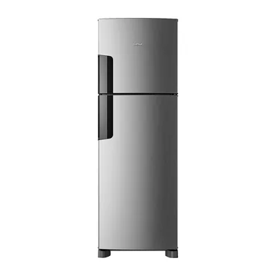 Foto frontal da geladeira Consul CRM44M · 127 V ou 220 V, acabamento Inox