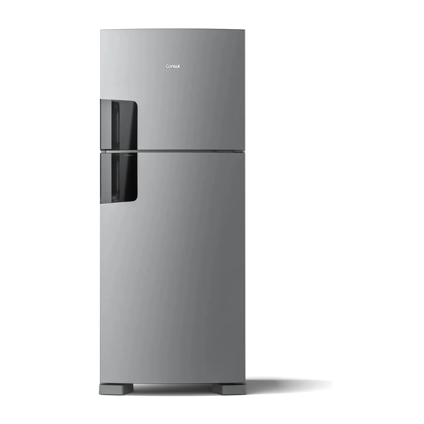 Foto frontal da geladeira Consul CRM50L, acabamento Inox