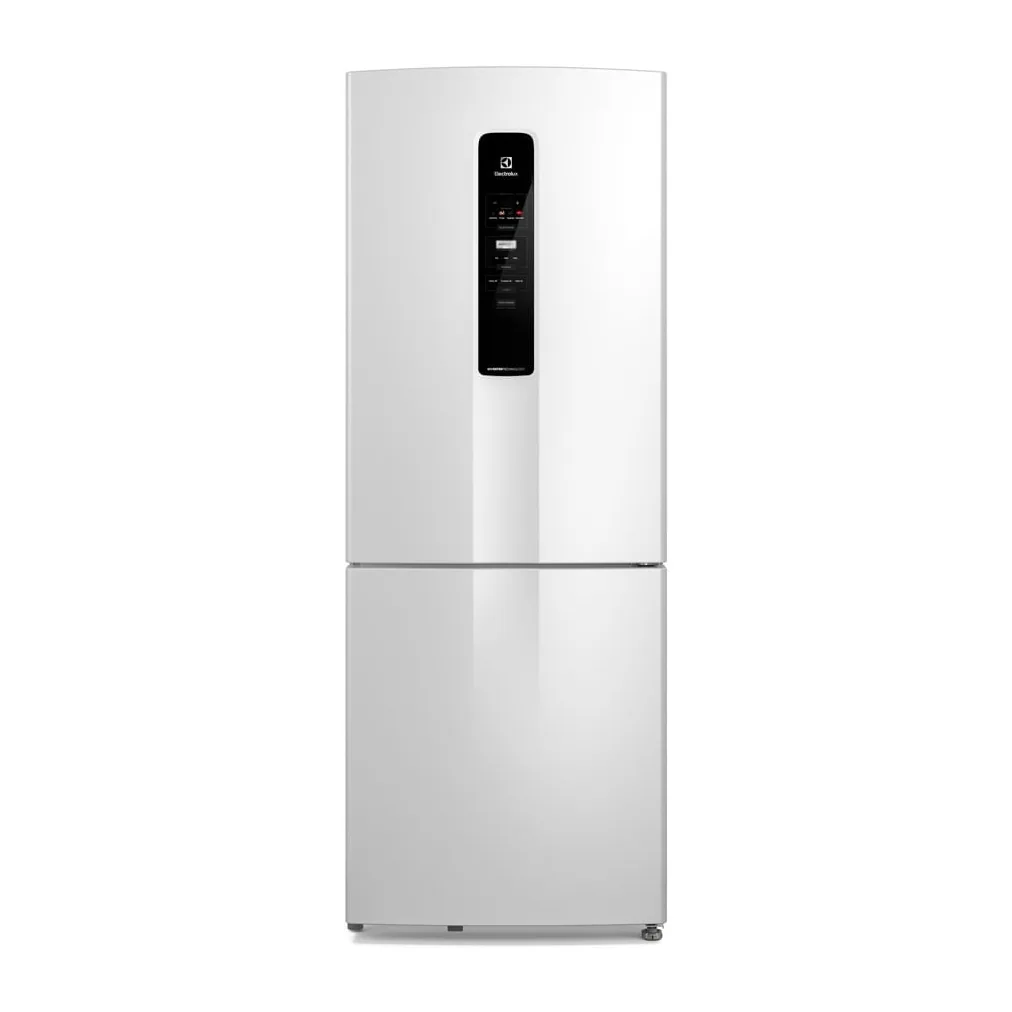 Foto frontal da geladeira Electrolux IB7T, acabamento Branco