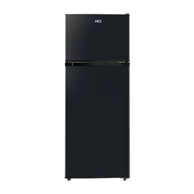 Foto frontal da geladeira HQ HQ-230RDF · 127 V ou 220 V, acabamento Preta
