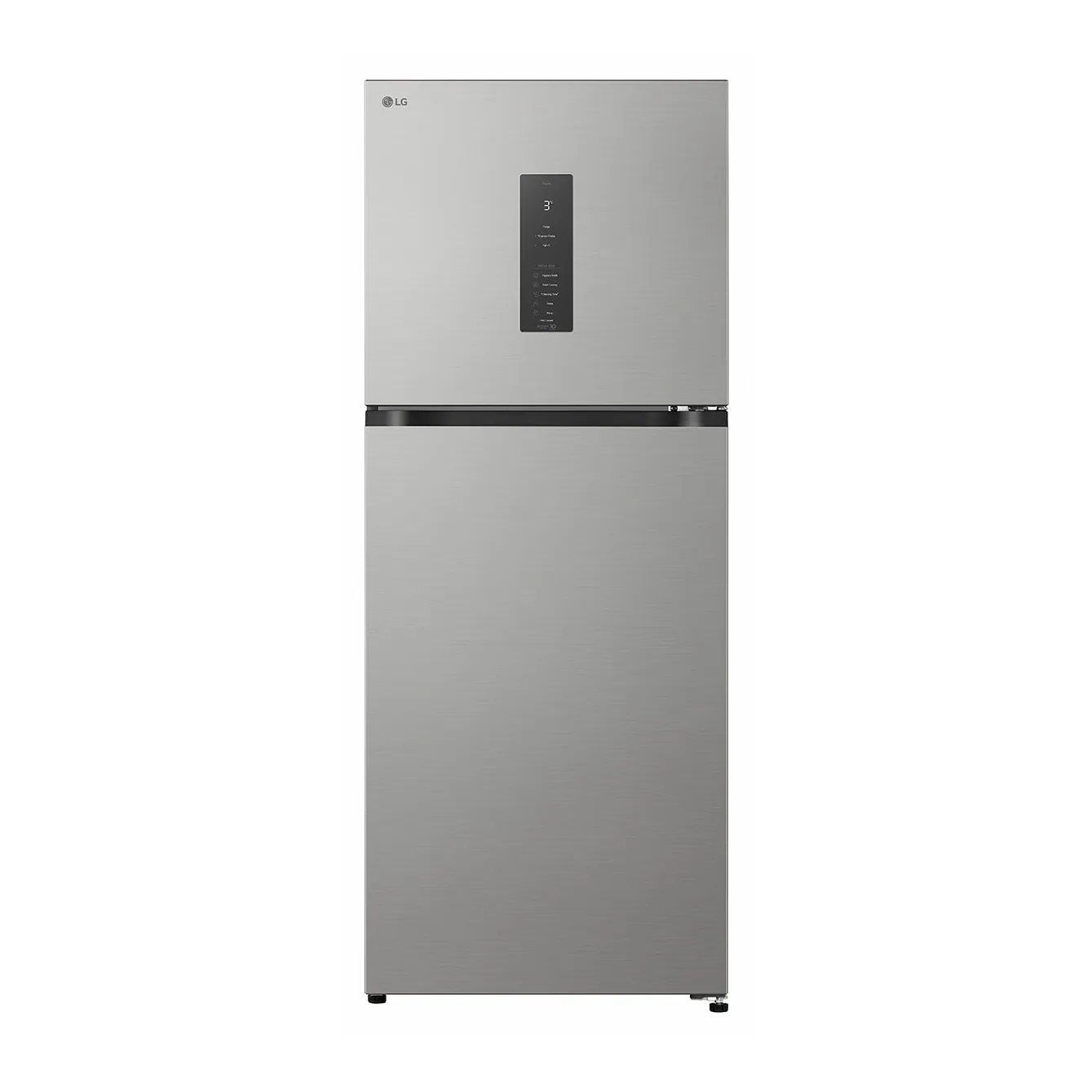 Foto frontal da geladeira LG GB-B472PFSF, acabamento Inox Look