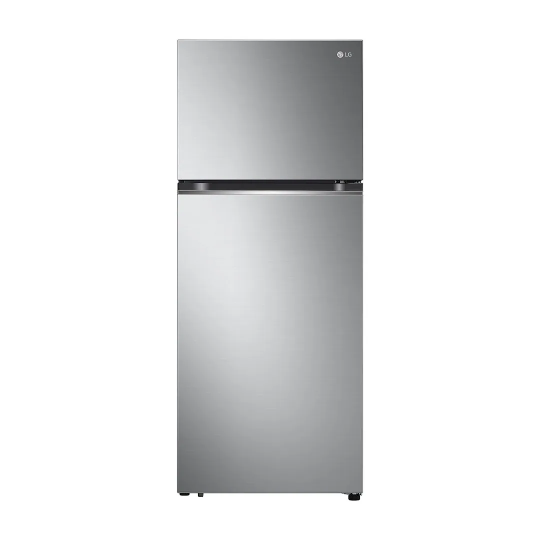 Foto frontal da geladeira LG GN-B392PLM, acabamento Aço brilhante (Inox Look)