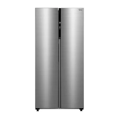 Foto frontal da geladeira Midea MDRS598FGA · 127 V ou 220 V